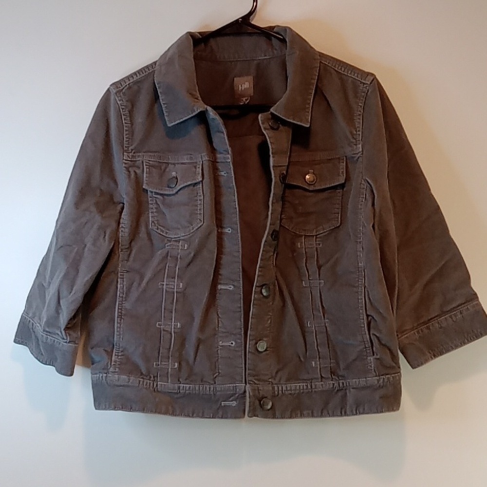 J Jill Gray Corduroy Button Up Jacket Women's Sz Medium Petite Gray EUC NICE! - Picture 1 of 12